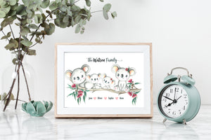 Personalised KOALA FAMILY Prints